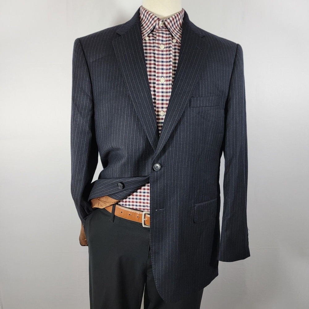 JOS A BANK Model500 Men's Flannel Sport Coat Blazer Two Button Navy Black 43R